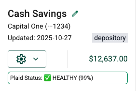 Plaid Bank Status Indicator