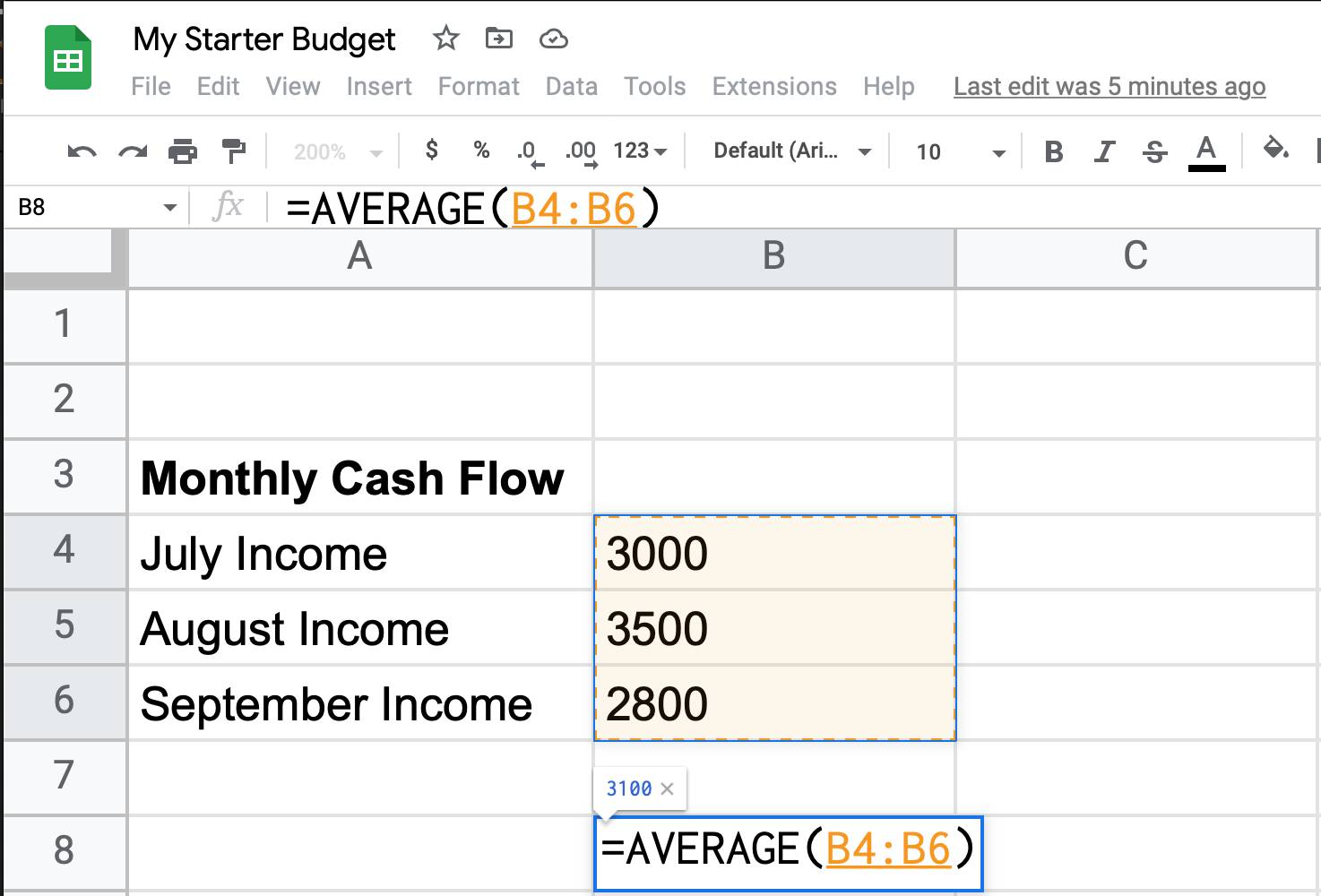 Budgeting irregular income with google
sheets